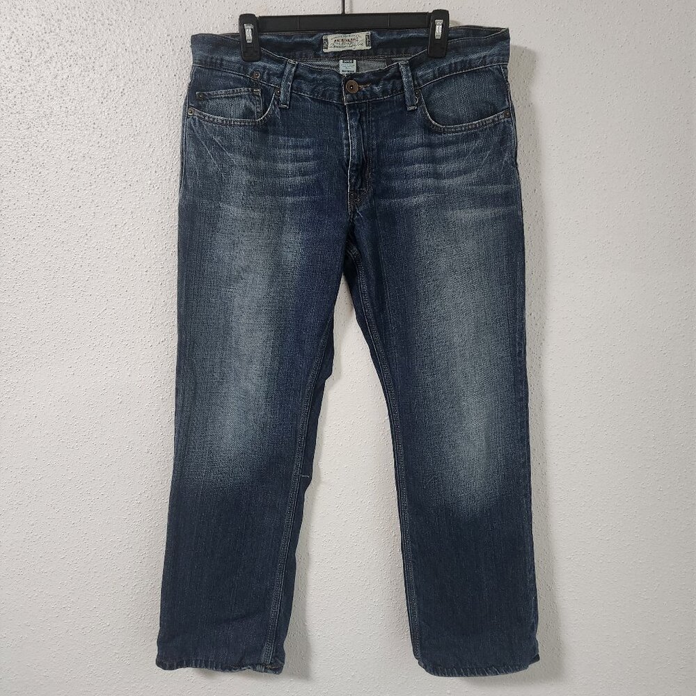 American Rag Cie Men's 34 x 30 Blue Jeans Clark Fit Dark Wash with Design Fading